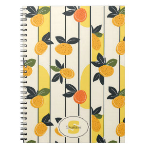 Caderno Espiral Estampa de Fruta Cítrica Amarela Ensolarada com Fo