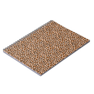 Caderno Espiral Estampa de leopardo laranja e marrom