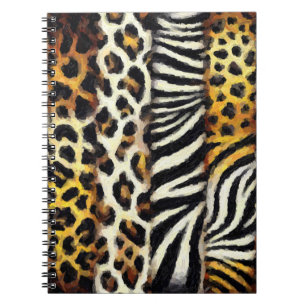 Caderno Espiral Estampa Mista de Animal Selvagem Pintada Abstrata