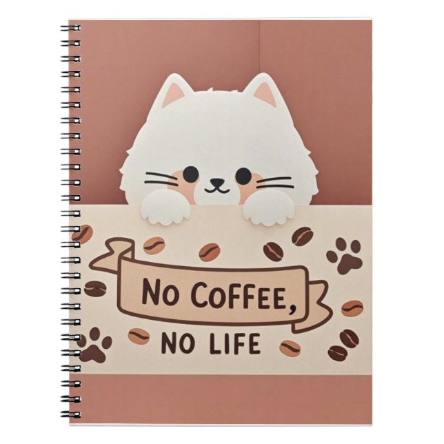 Caderno Espiral Estampas de pata de gato e feijão-de-café (Frente)