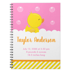 Caderno Espiral Estatísticas de Nascimento Amarelo e Rosa da Borra