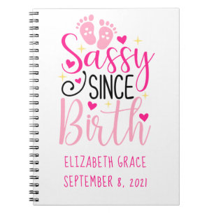 Caderno Espiral Estatísticas de Nascimento Corações Rosas Sassy De