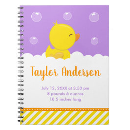 Caderno Espiral Estatísticas de Nascimento de Borracha Ducky Amare
