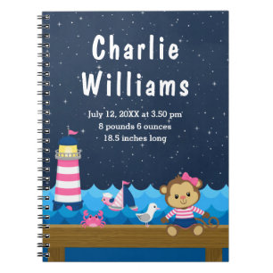 Caderno Espiral Estatísticas de Nascimento do Macaco-Macaco Rosa-R