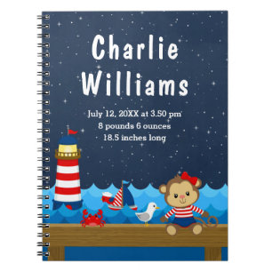 Caderno Espiral Estatísticas de Nascimento do Macaco Vermelho do M