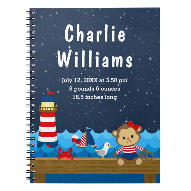 Caderno Espiral Estatísticas de Nascimento do Macaco Vermelho do M (Frente)