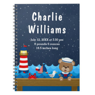 Caderno Espiral Estatísticas de Nascimento do Marinho Vermelho do 