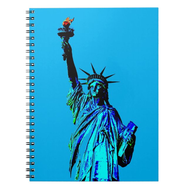 Caderno Espiral Estátua Azul da Senhora Liberdade (Frente)