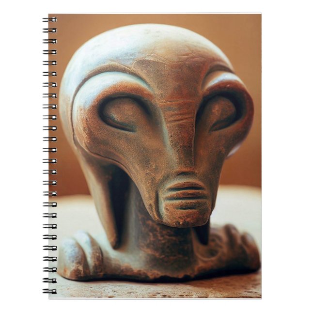 Caderno Espiral Estátua da Alienígena antiga (Frente)