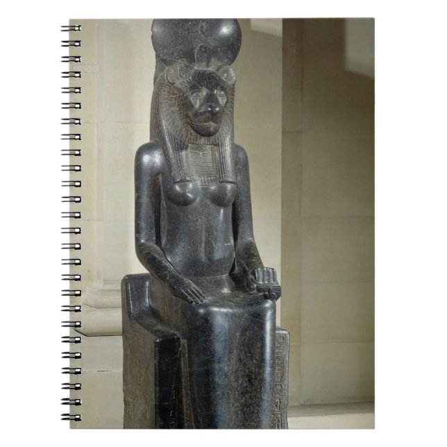 Caderno Espiral Estátua da deusa leão-dirigida Sekhmet, do th (Frente)