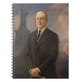 Caderno Espiral Estátua da Liberdade e Presidente Woodrow Wilson