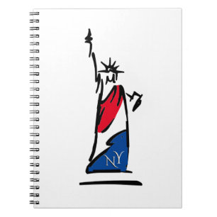 Caderno Espiral Estátua da Liberdade NY Vermelho Branco e Azul