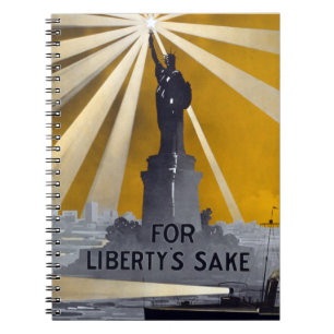 Caderno Espiral Estátua da Liberdade Tocha & Marinha dos EUA Segun
