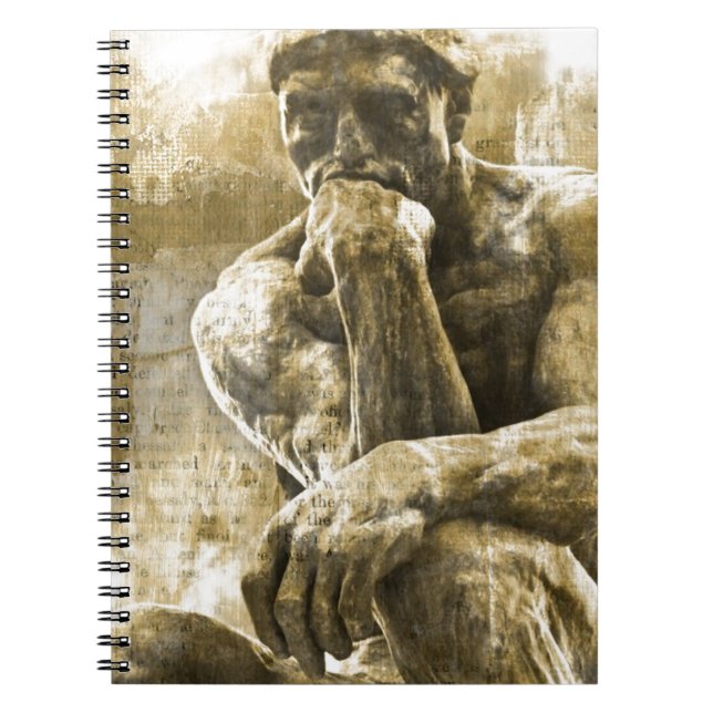 Caderno Espiral Estátua de bronze afligida Auguste Rodin o (Frente)