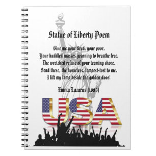Caderno Espiral Estátua do Poema da Liberdade, Nação dos Imigrante