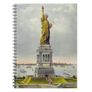 Caderno Espiral Estátua Vintage da Liberdade e