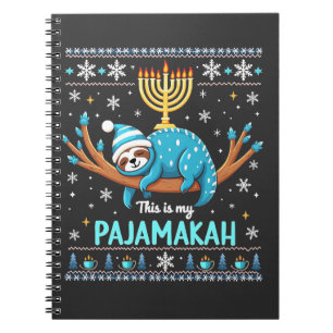 Caderno Espiral Este é meu pijama judeu Hanukkah suéter feio