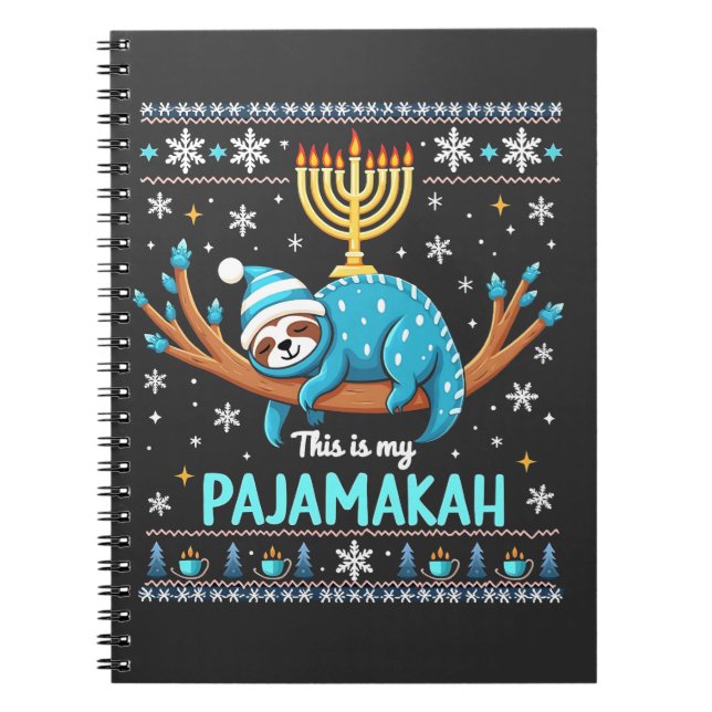 Caderno Espiral Este é meu pijama judeu Hanukkah suéter feio (Frente)