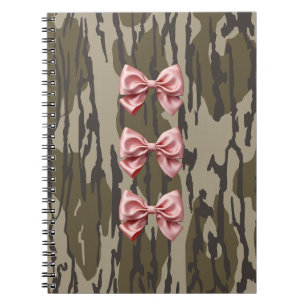 Caderno Espiral Estética Camuflagem de Terreno Baixo Fitas e Laços