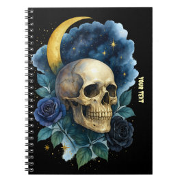 Caderno Espiral Estética de Bruxa Gótica Floral Halloween Assustad