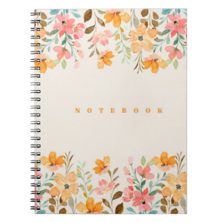 Caderno Espiral Estética Floral Rosa e Laranja