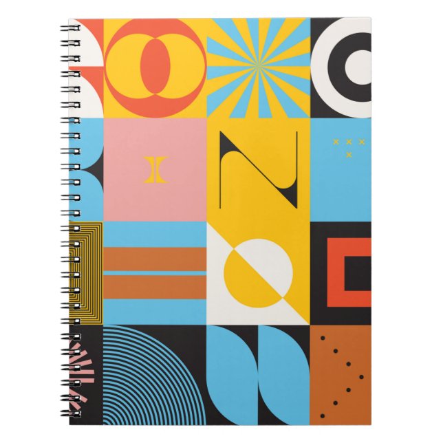 Caderno Espiral Estética neomoderada do brutalismo design poster (Frente)