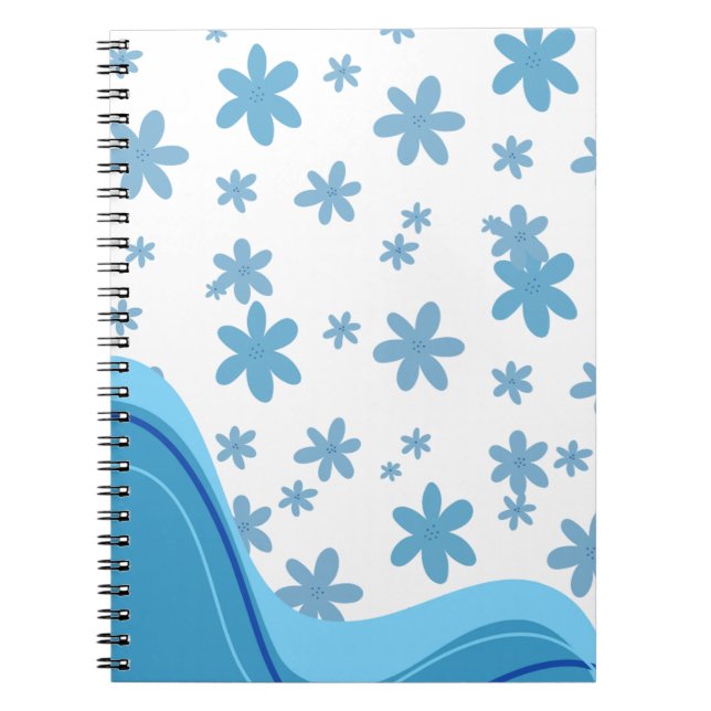 Caderno espiral estético azul e branco. (Frente)