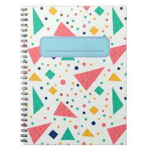 Caderno Espiral estético retrô dos anos 80 Memphis funky geométric