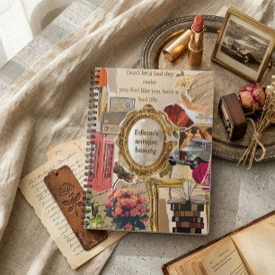 Caderno Espiral Estético Vintage Retro Nome Personalizado