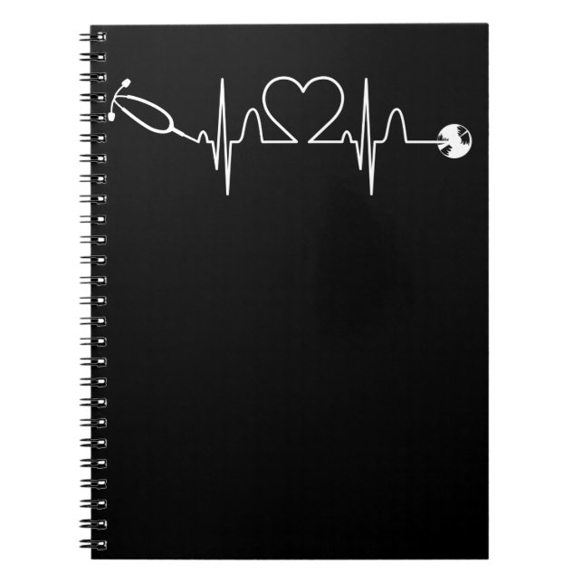 Caderno Espiral Estetoscópio EKG Enfermeiro Cardíaco Hospital Card (Frente)