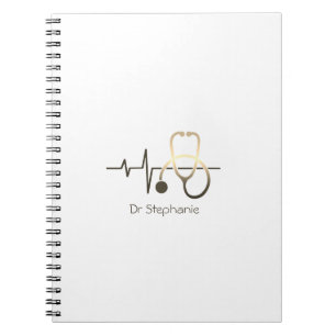 Caderno Espiral Estetoscópio Pulsação Médica