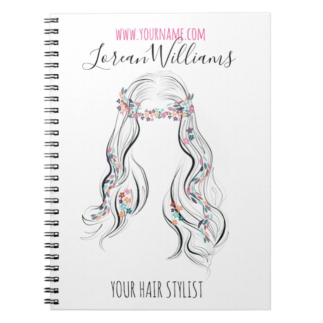 Caderno Espiral Estilhador de Cabelo de Casamento Bonito Boho Boho (Frente)