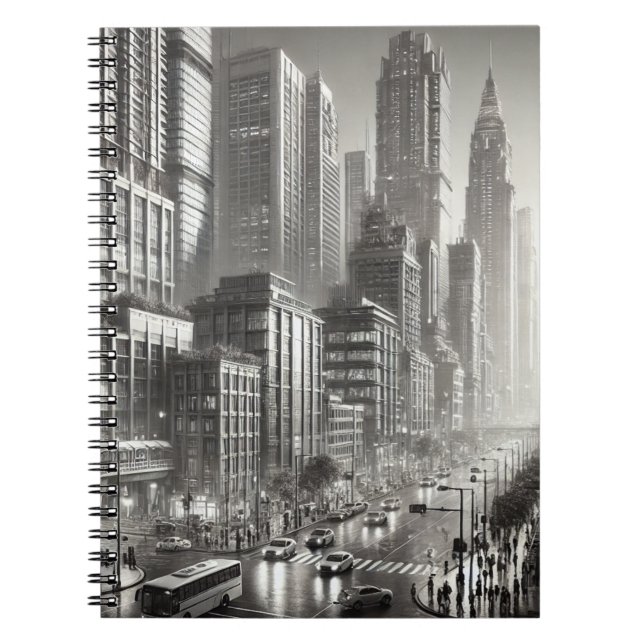 Caderno Espiral Estilo 90s Estilo Negro e Branco Aço inoxidável (Frente)