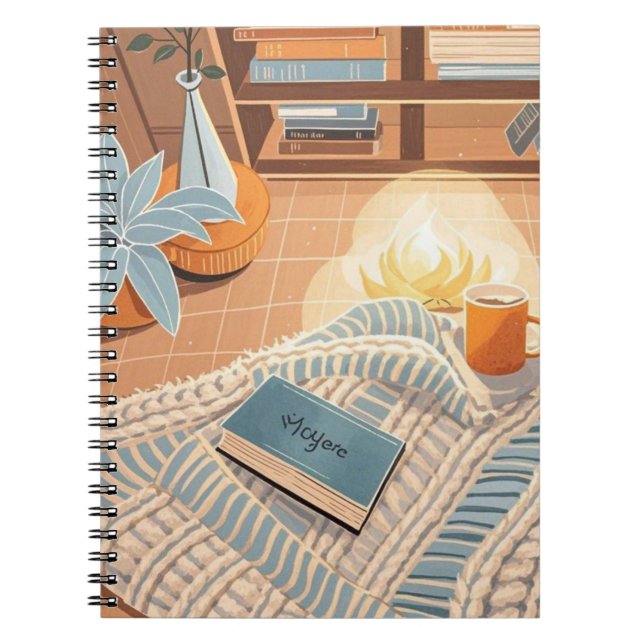 Caderno Espiral estilo Boho quente e abstrato (Frente)