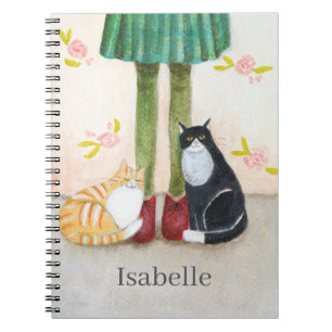 Caderno Espiral Estilo Caprichoso de Capa de Livro Gato Amante Nom