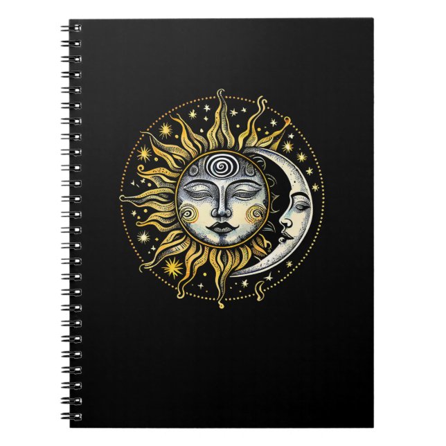 Caderno Espiral Estilo clássico da Astrologia da Divinação Sun&Moo (Frente)