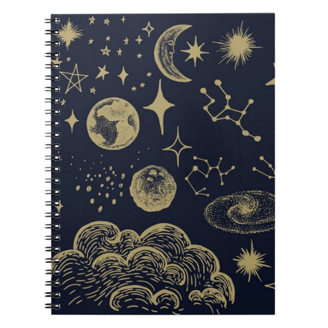 Caderno Espiral Estilo clássico da Astrologia da Divinação Sun&Moo (Frente)
