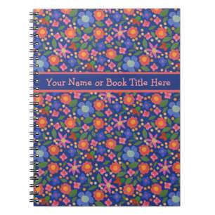 Caderno Espiral Estilo de arte popular floral no notebook espiral