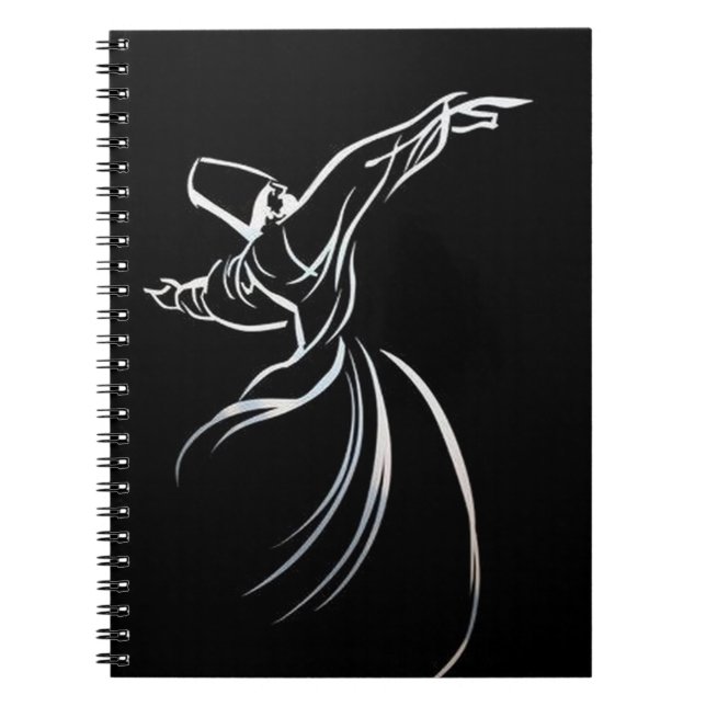 Caderno Espiral Estilo De Calígrado De Desenho De Linha Dervish Em (Frente)