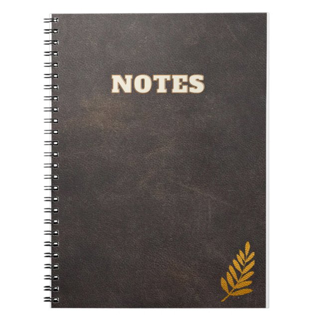 Caderno Espiral estilo de couro marrom escuro (Frente)