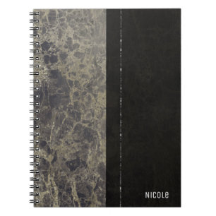 Caderno Espiral Estilo de Designer Elegante do Shimmer Granite do 