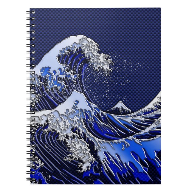 Caderno Espiral Estilo de Fibra de Carbono de Onda Hokusai Excelen (Frente)