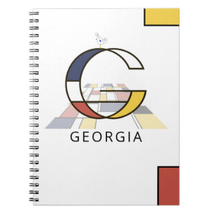 Caderno Espiral Estilo de Neoplasticismo Único Monograma. Letra G