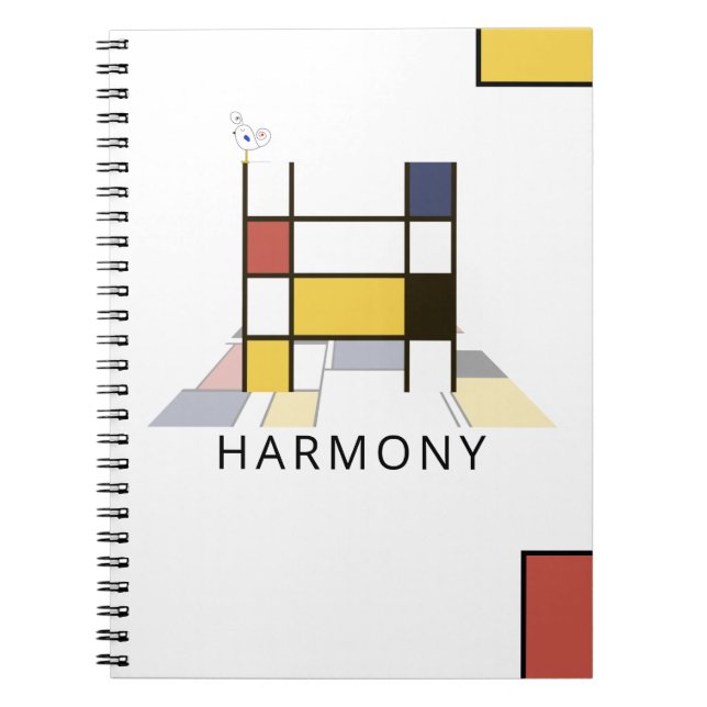 Caderno Espiral Estilo de Neoplasticismo Único Monograma. Letra H (Frente)