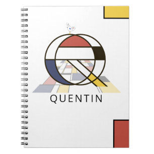 Caderno Espiral Estilo de Neoplasticismo Único Monograma. Letra Q