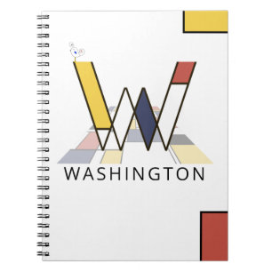 Caderno Espiral Estilo de Neoplasticismo Único Monograma. Letra W