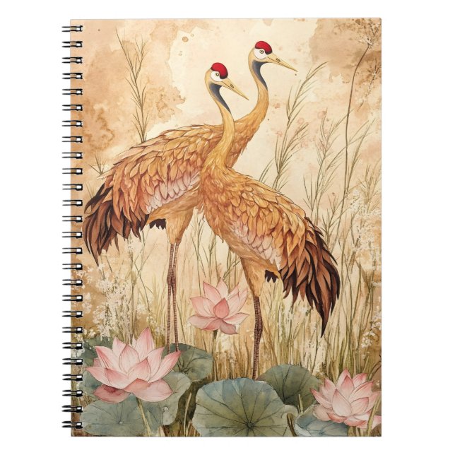 Caderno Espiral estilo de pintura tradicional chinês "flores e pás (Frente)