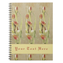 Caderno Espiral Estilo de Vintagem das Tulipas Vermelhas Personali