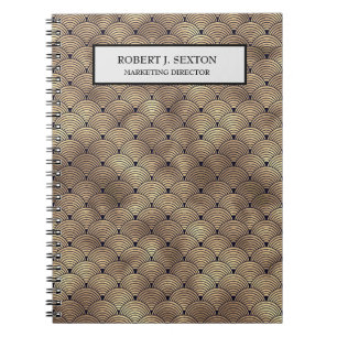 Caderno Espiral Estilo Deco da Arte Retroativa Dourado e Arco-íris