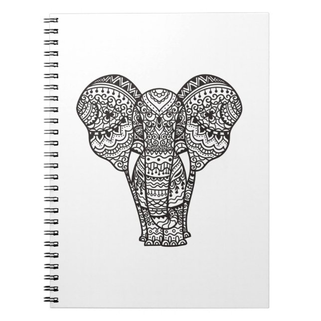 Caderno Espiral Estilo decorativo do elefante (Frente)